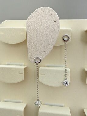 S925 Silver Color Dangle Chain Drop Earrings 2ctw Moissanite